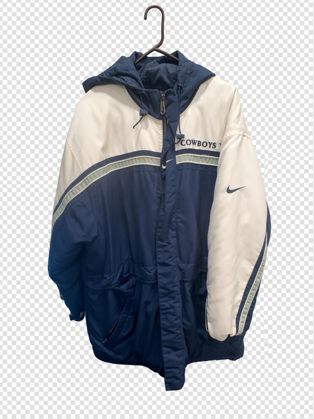 Nike Navy and White Cowboys Hooded Puffer Jacket